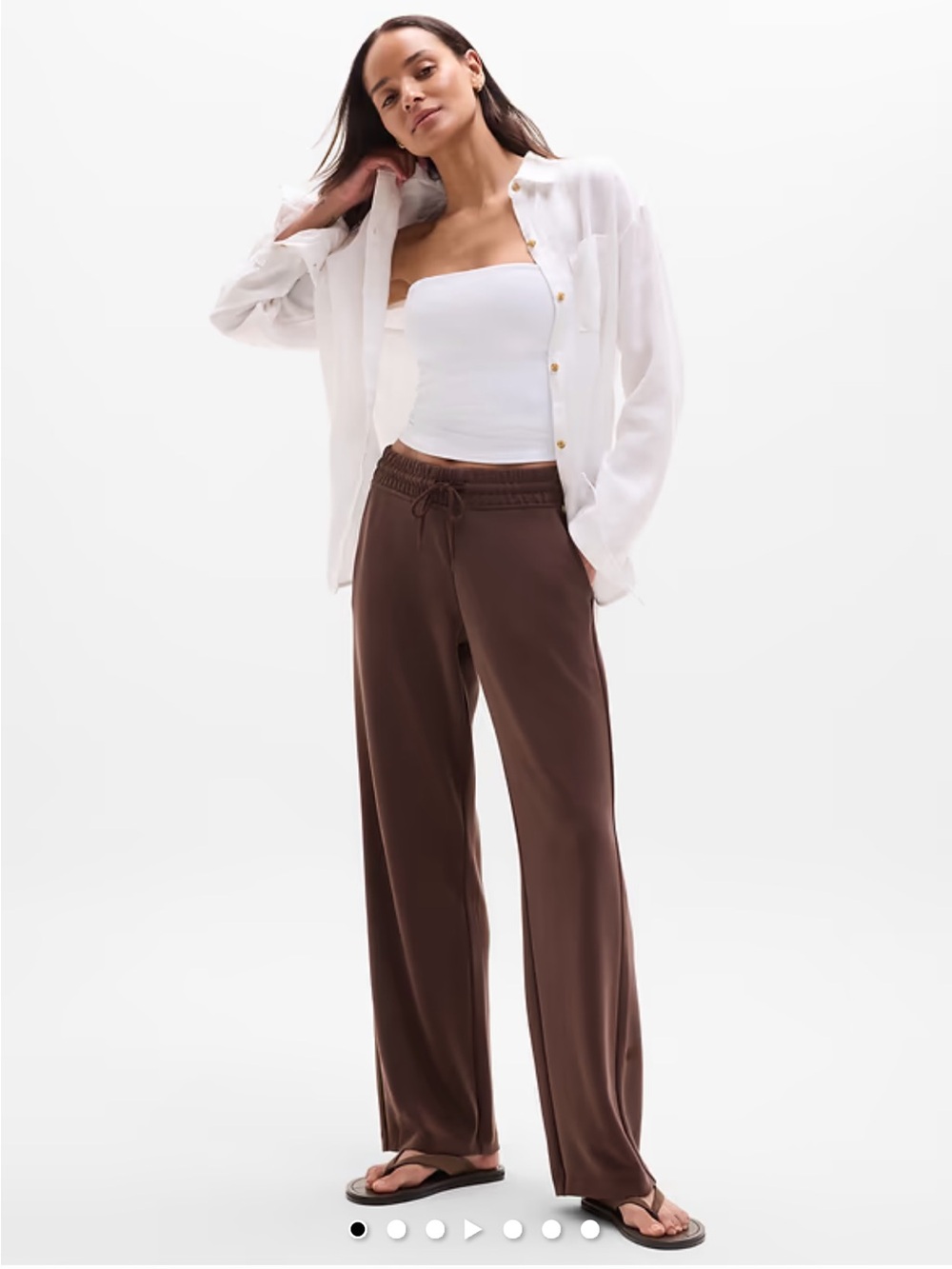 Athleta Seasoft Brown Wide-Leg Drawstring Pants